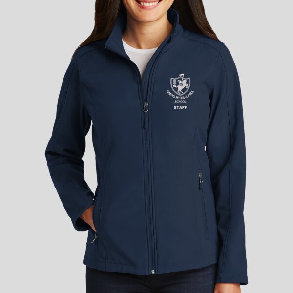 Staff - SpiritWear SSPP Cross Logo w/ Back Logo - Ladies Core Soft Shell Jacket Thumbnail