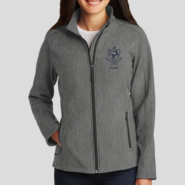 STAFF - SpiritWear SSPP Cross Logo w/ Back Logo - Ladies Core Soft Shell Jacket Thumbnail